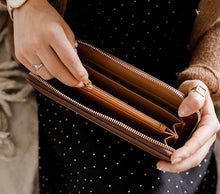 Load image into Gallery viewer, Emma Zip Around Wallet - Black / Nubuck